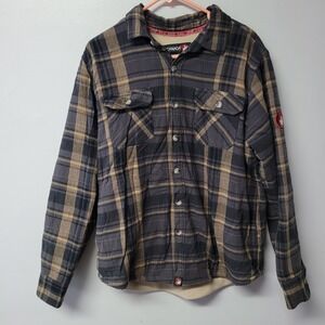 Canada Weathergear Flannel Shirt Jacket Lined Plaid Sherpa Lined Large
